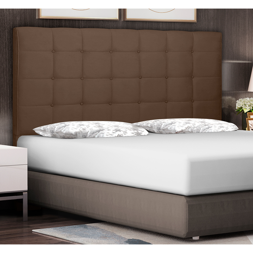 Cabeceira Casal Verona Suede Caramelo