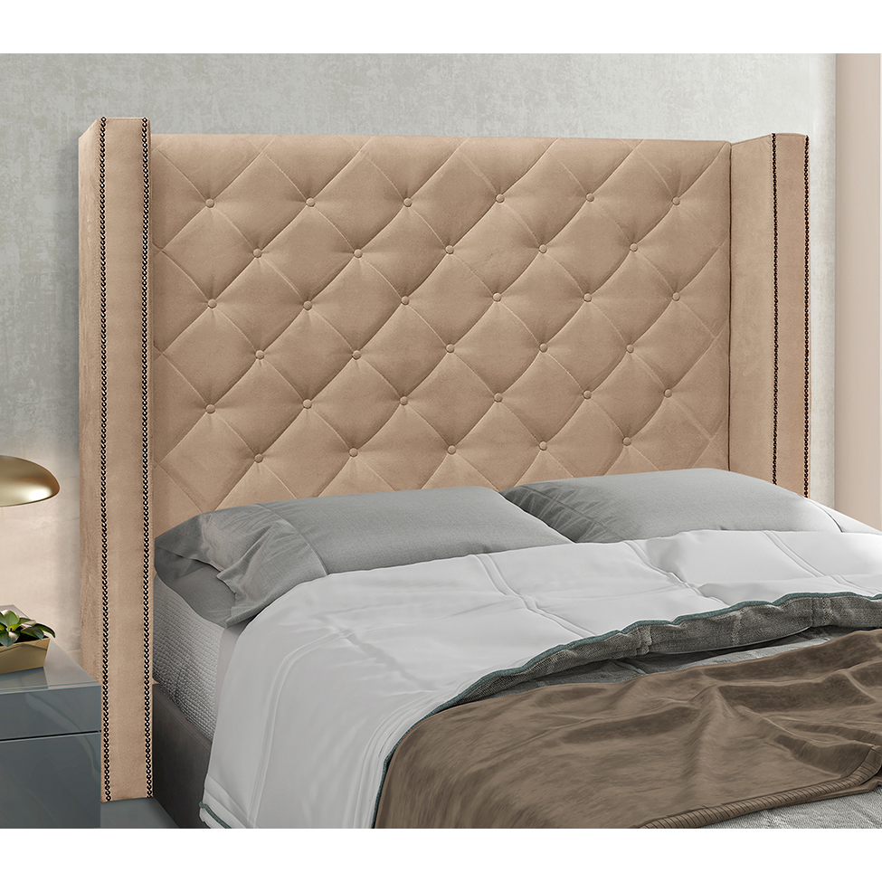 Cabeceira Casal Vicenza Suede Bege