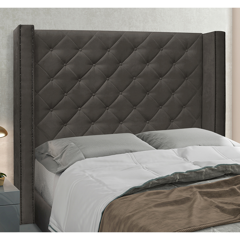 Cabeceira Casal Vicenza Suede Cinza
