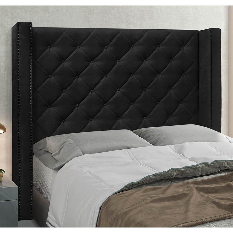Cabeceira Casal Vicenza Suede Preta