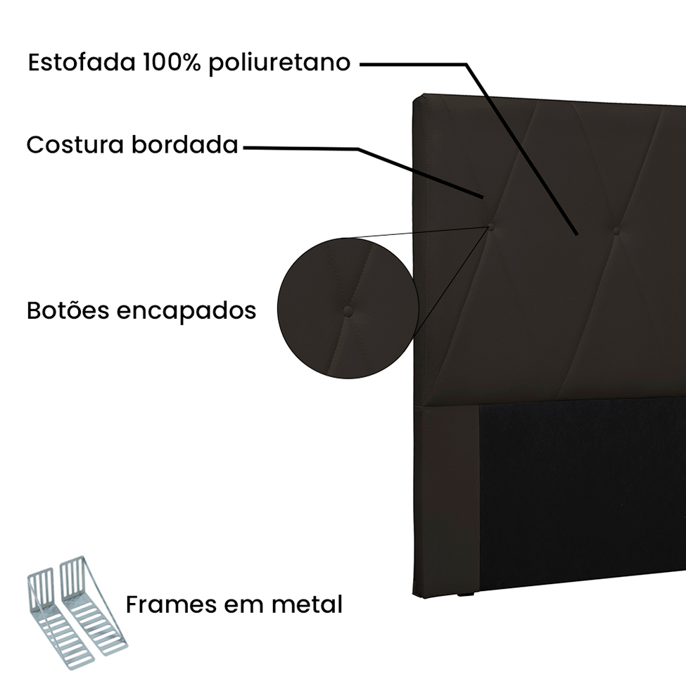 Cabeceira King Aquilla Poliuretano Marrom