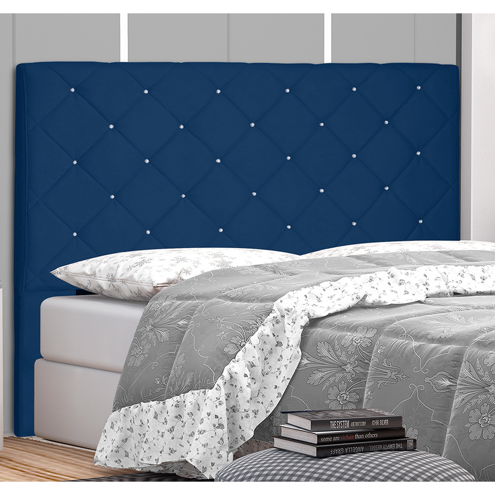 Cabeceira King Tânia Suede Azul