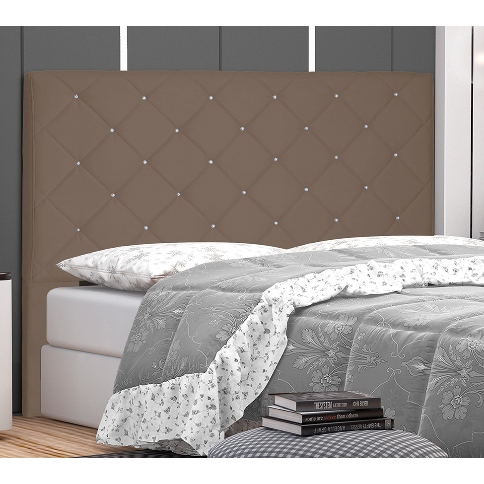 Cabeceira King Tânia Suede Caramelo