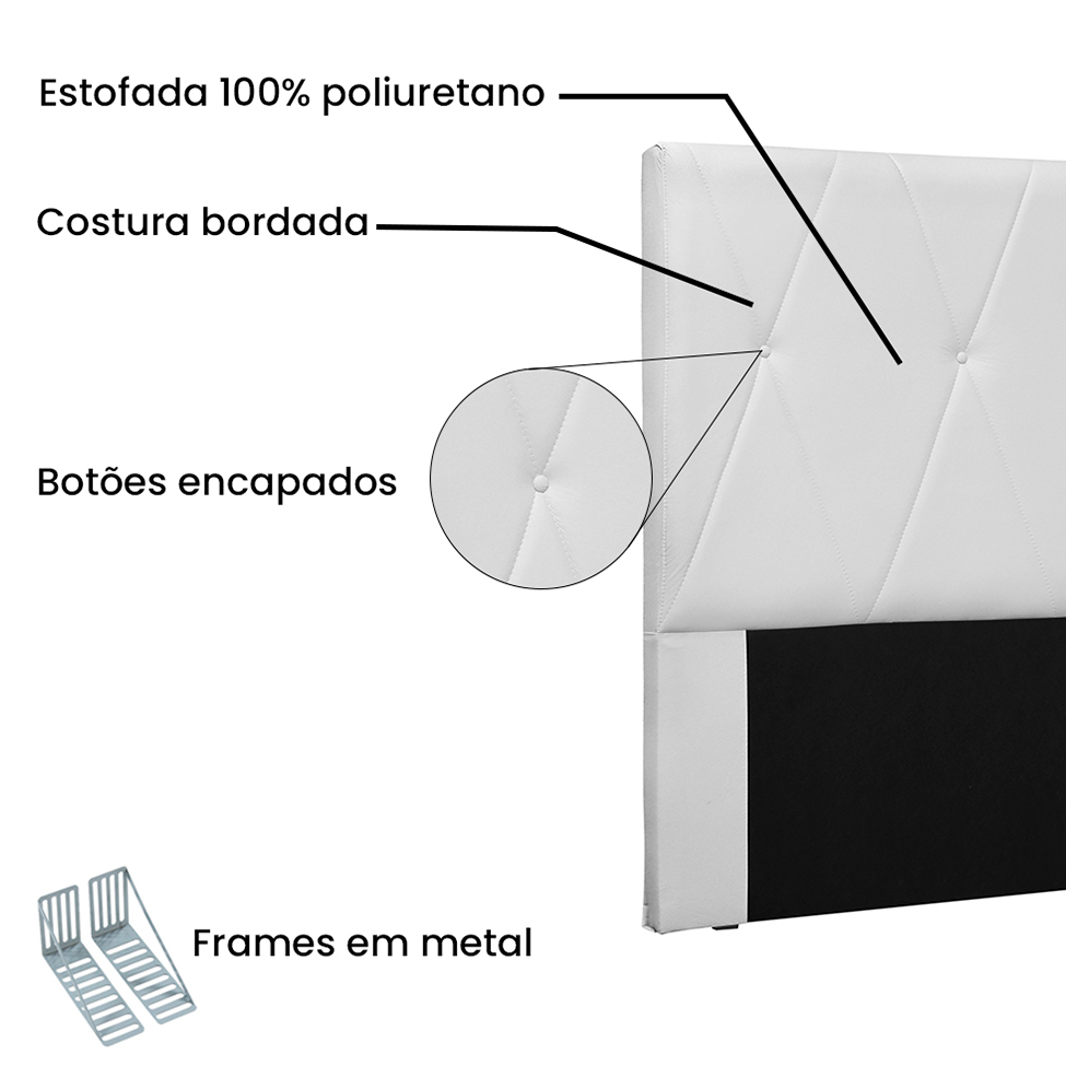 Cabeceira Queen Aquilla Poliuretano Branca