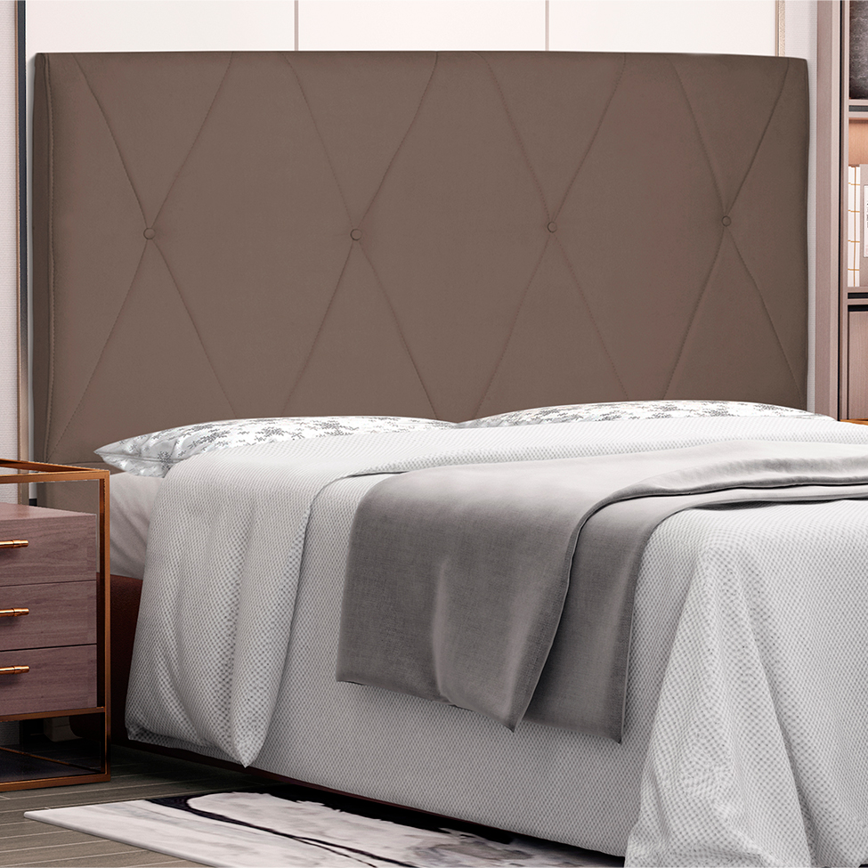 Cabeceira Queen Aquilla Suede Caramelo