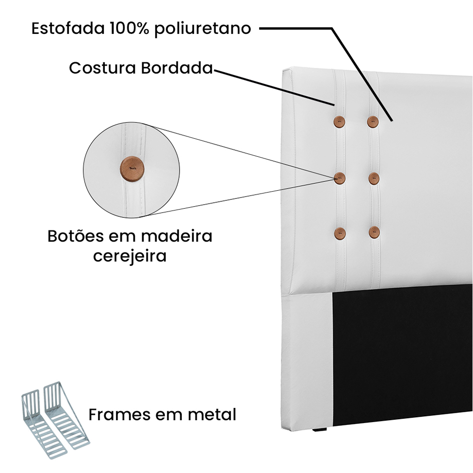 Cabeceira Queen Gênova Poliuretano Branca