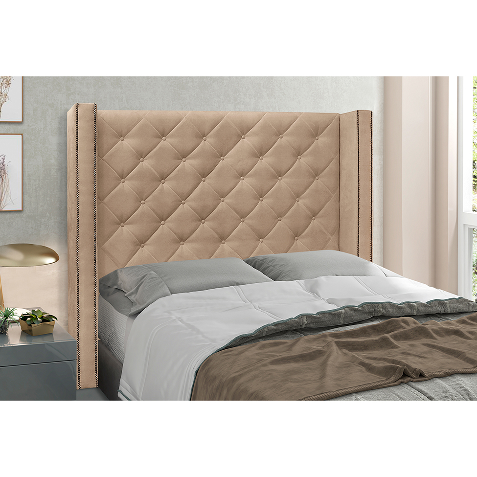 Cabeceira Queen Vicenza Suede Bege