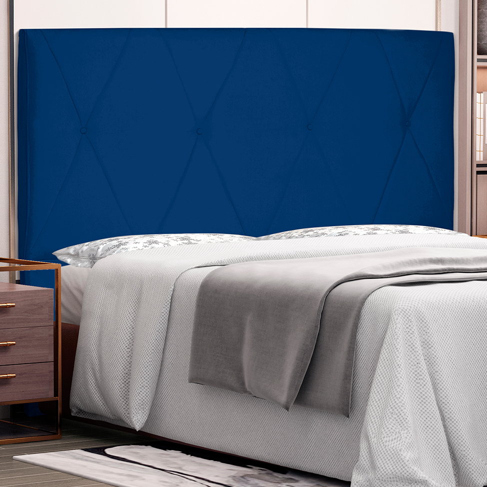Cabeceira Solteiro Aquilla Suede Azul
