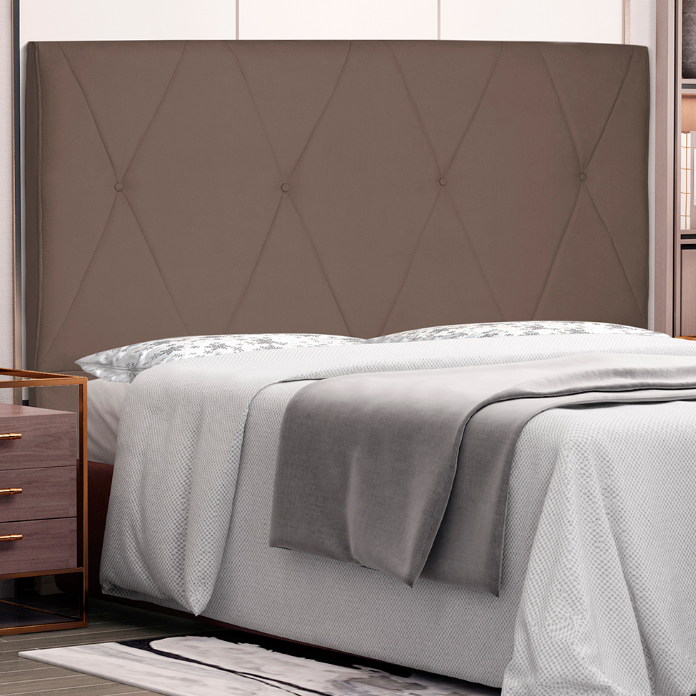 Cabeceira Solteiro Aquilla Suede Caramelo
