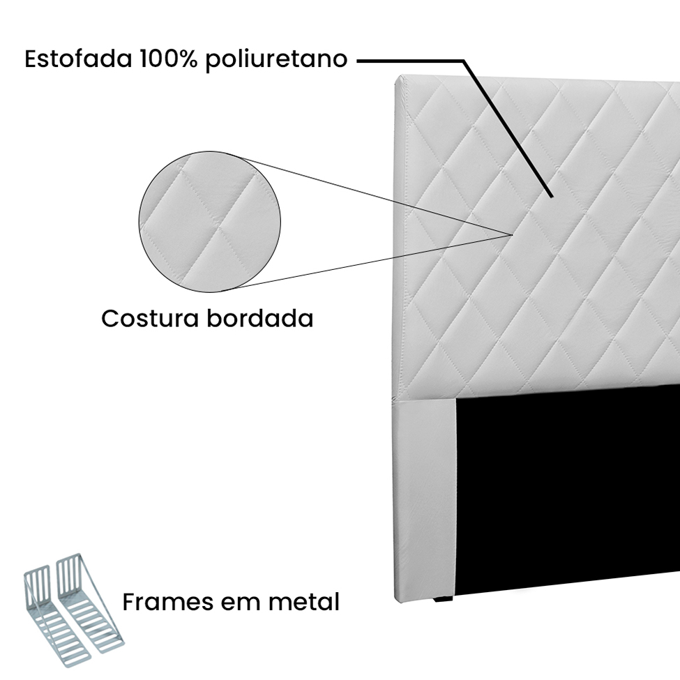 Cabeceira Solteiro Esmeralda Poliuretano Branca