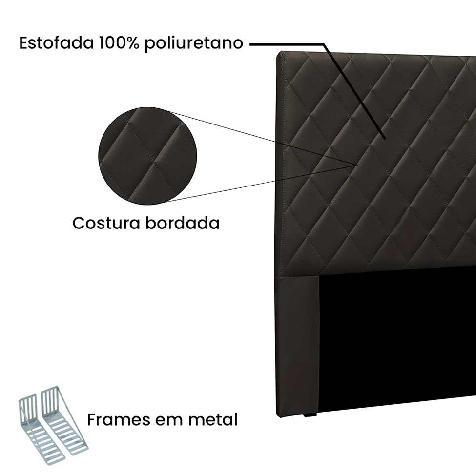 Cabeceira Solteiro Esmeralda Poliuretano Marrom