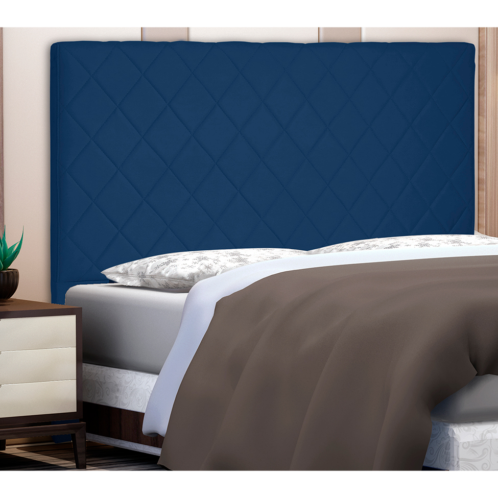 Cabeceira Solteiro Esmeralda Suede Azul