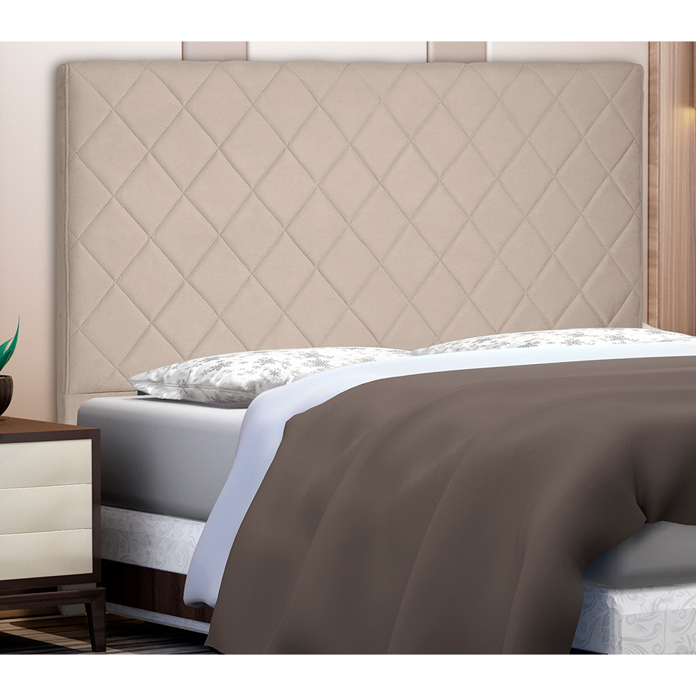 Cabeceira Solteiro Esmeralda Suede Bege