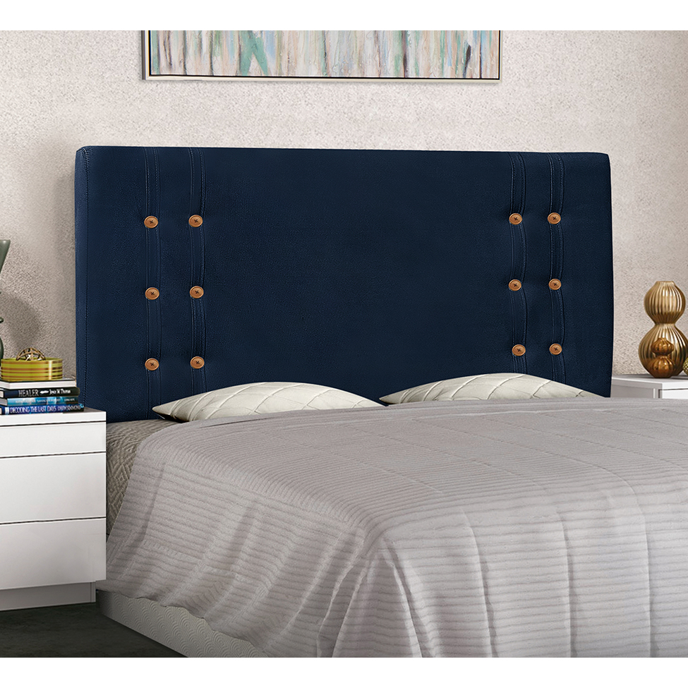 Cabeceira Solteiro Gênova Suede Azul
