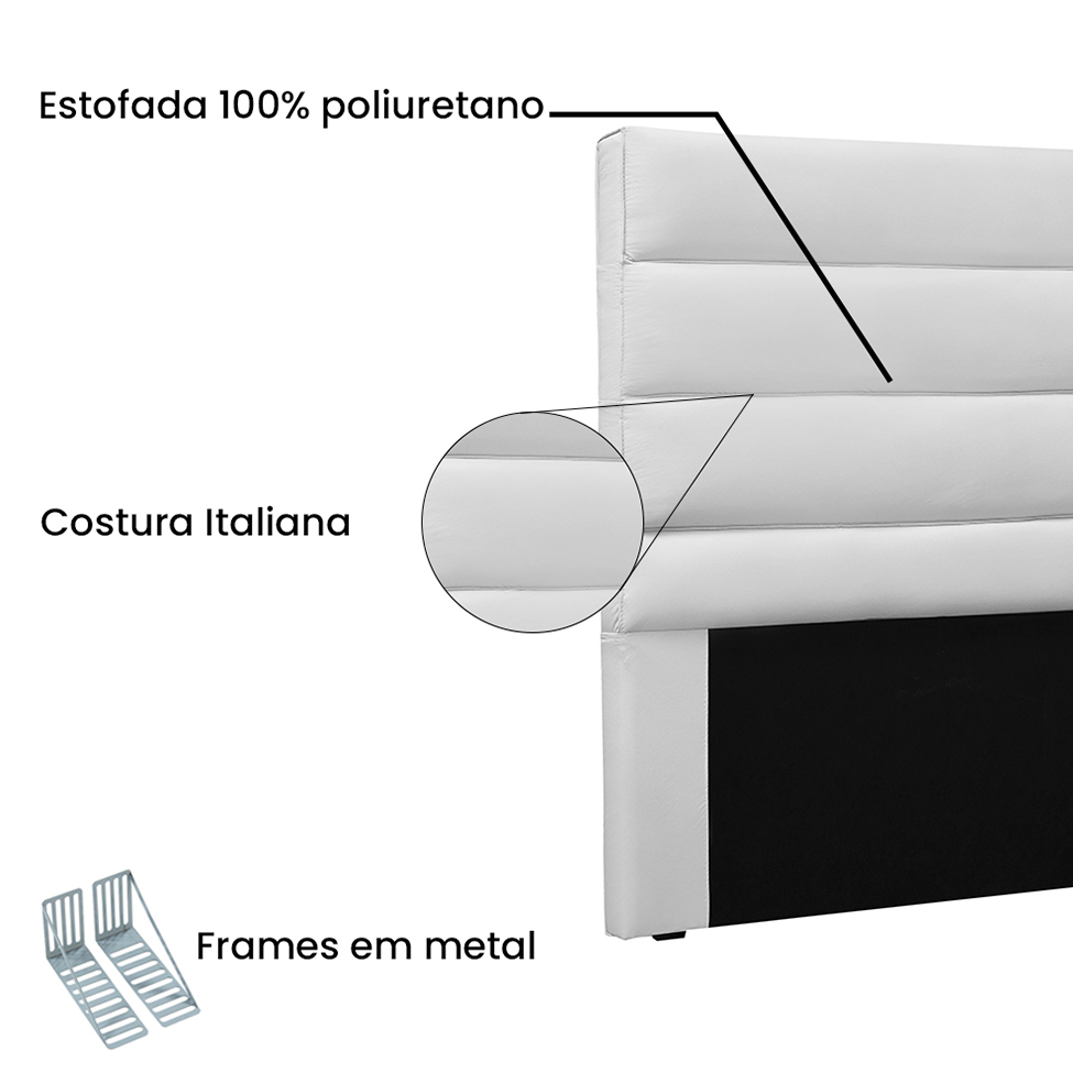 Cabeceira Solteiro La Italiana Poliuretano Branca