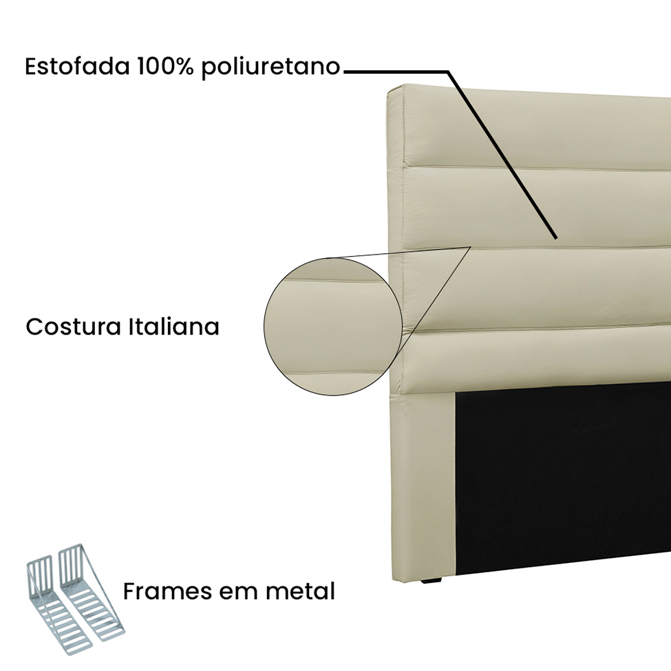 Cabeceira Solteiro La Italiana Poliuretano Marfim