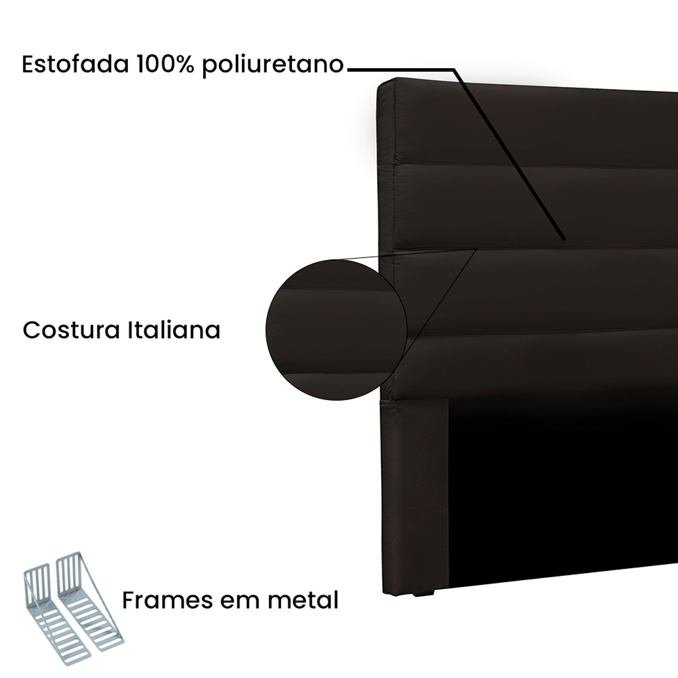 Cabeceira Solteiro La Italiana Poliuretano Marrom