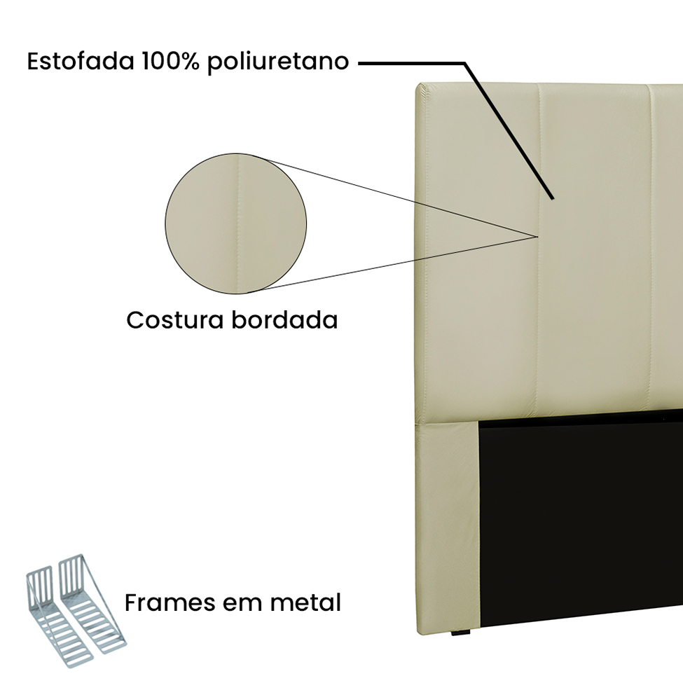 Cabeceira Solteiro Ravenna Poliuretano Marfim