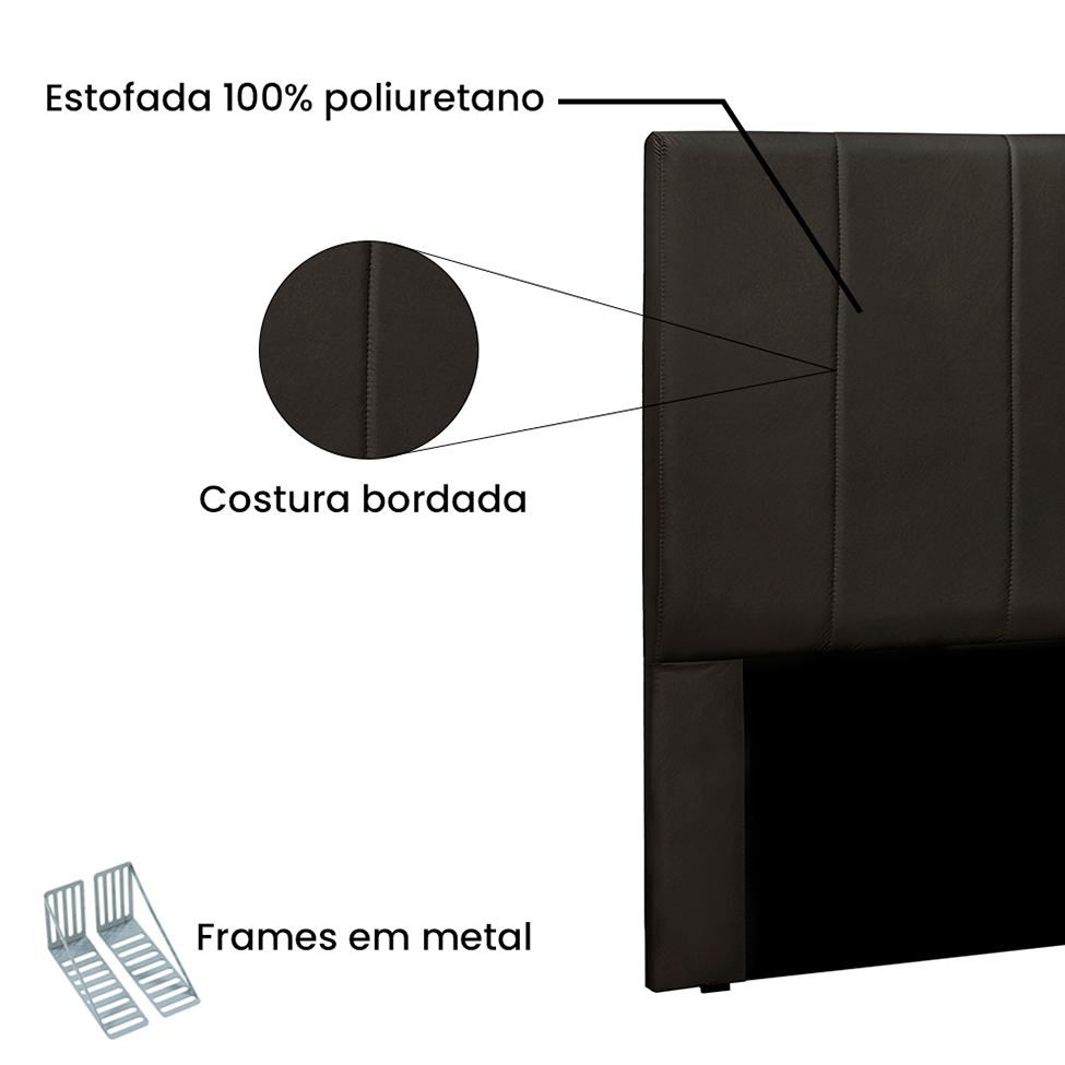 Cabeceira Solteiro Ravenna Poliuretano Marrom