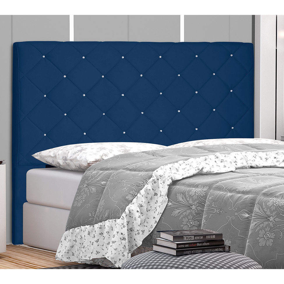 Cabeceira Solteiro Tânia Suede Azul