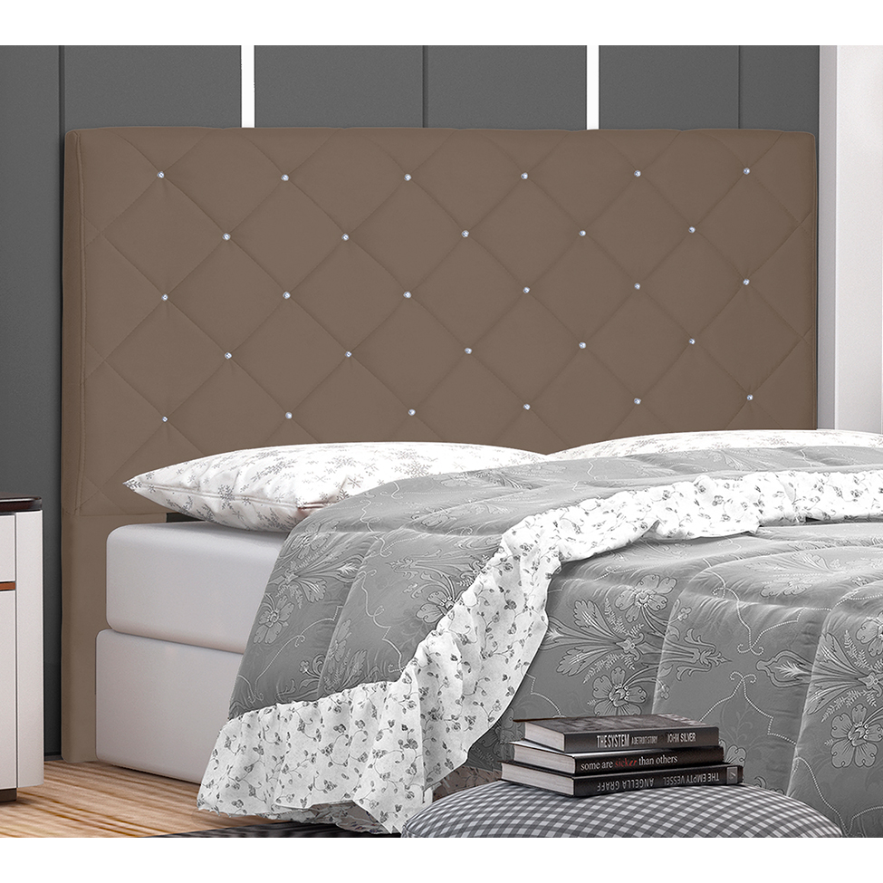 Cabeceira Solteiro Tânia Suede Caramelo