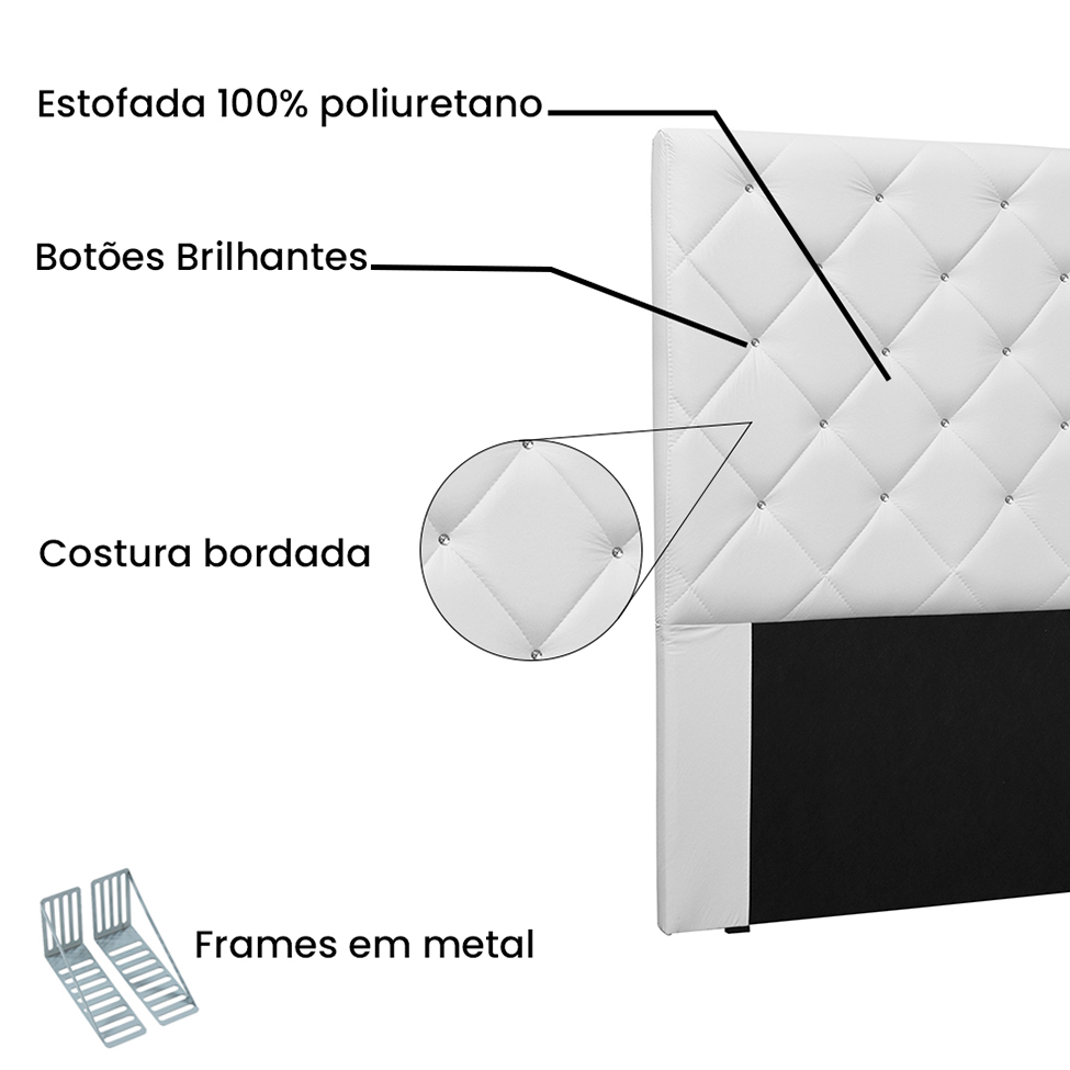 Cabeceira Solteiro Tãnia Poliuretano Branca