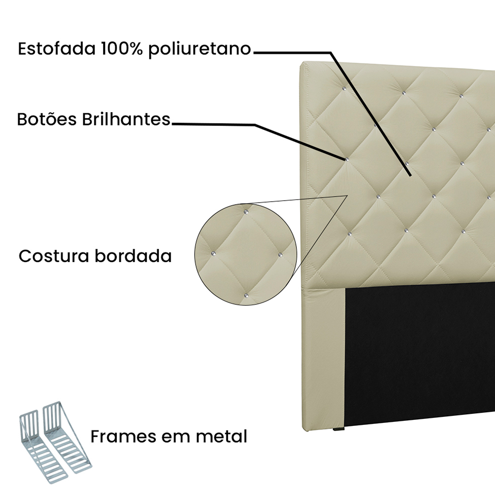 Cabeceira Solteiro Tãnia Poliuretano Marfim