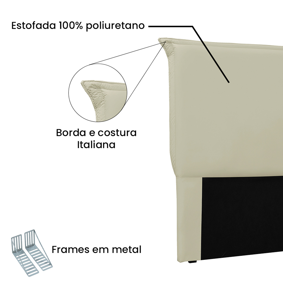 Cabeceira Solteiro Veneza Poliuretano Marfim
