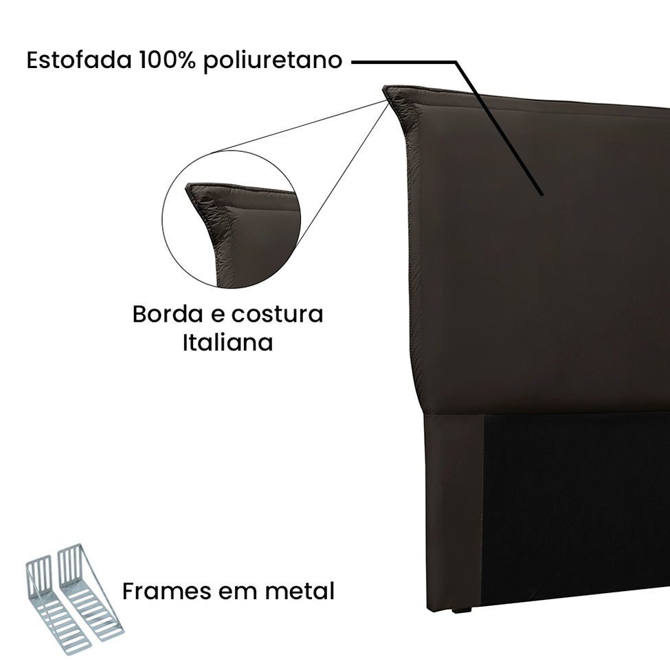 Cabeceira Solteiro Veneza Poliuretano Marrom