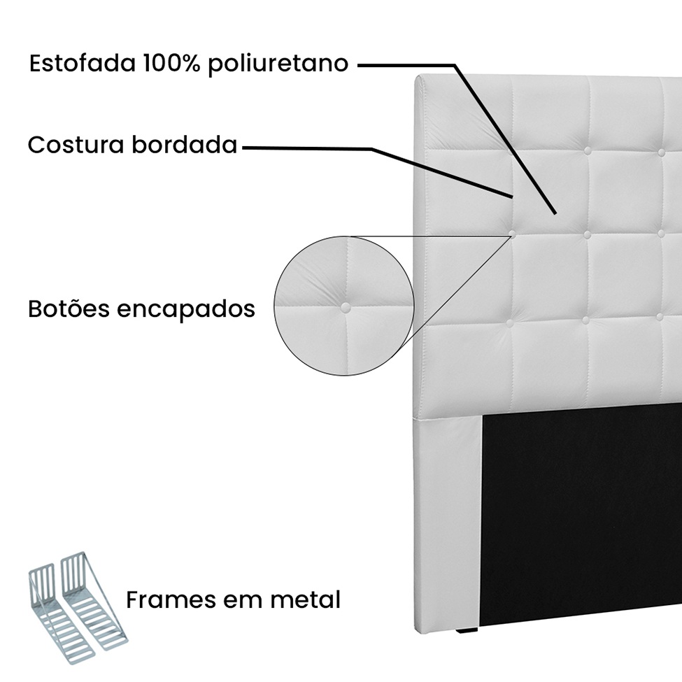 Cabeceira Solteiro Verona Poliuretano Branca