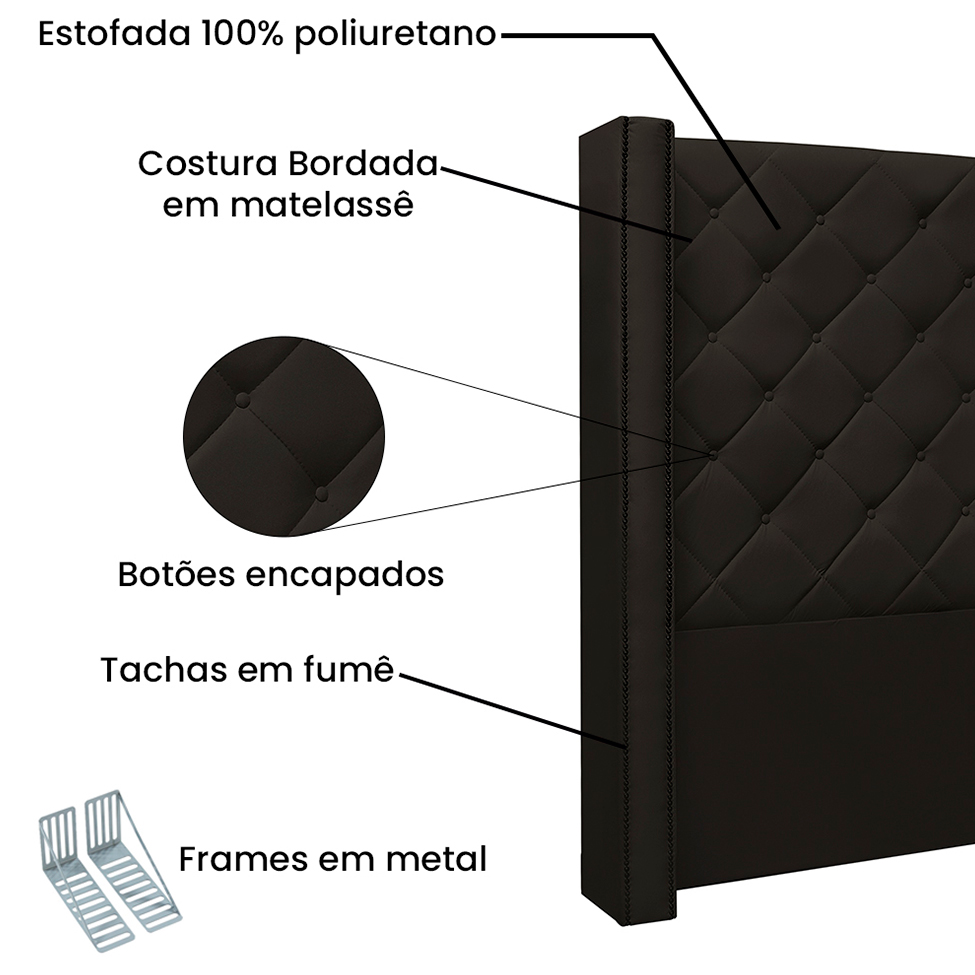 Cabeceira Solteiro Vicenza Poliuretano Marrom
