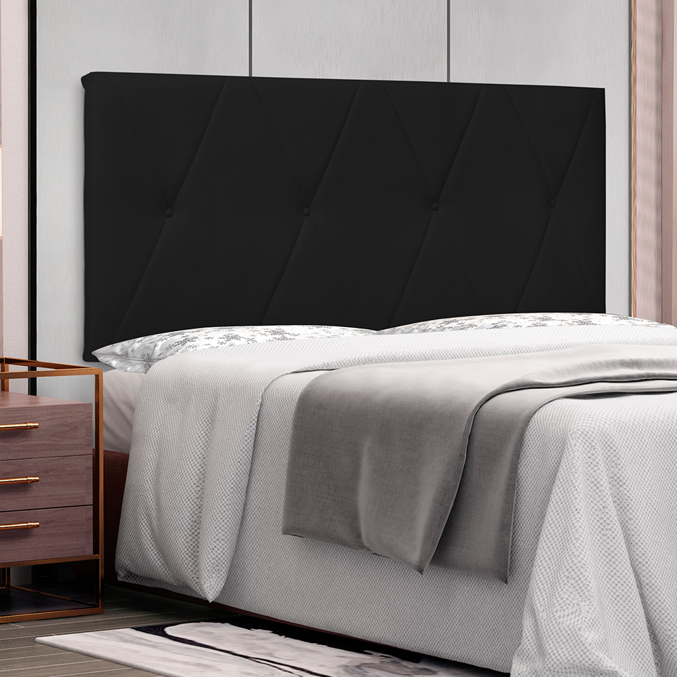Painel para Cama Box Casal Aquilla Poliuretano Preto