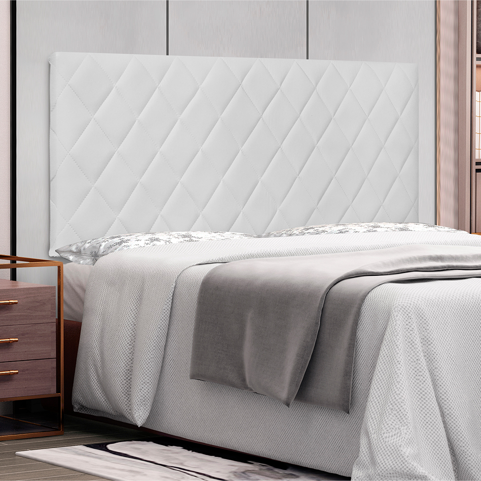 Painel para Cama Box Casal Esmeralda Poliuretano Branco
