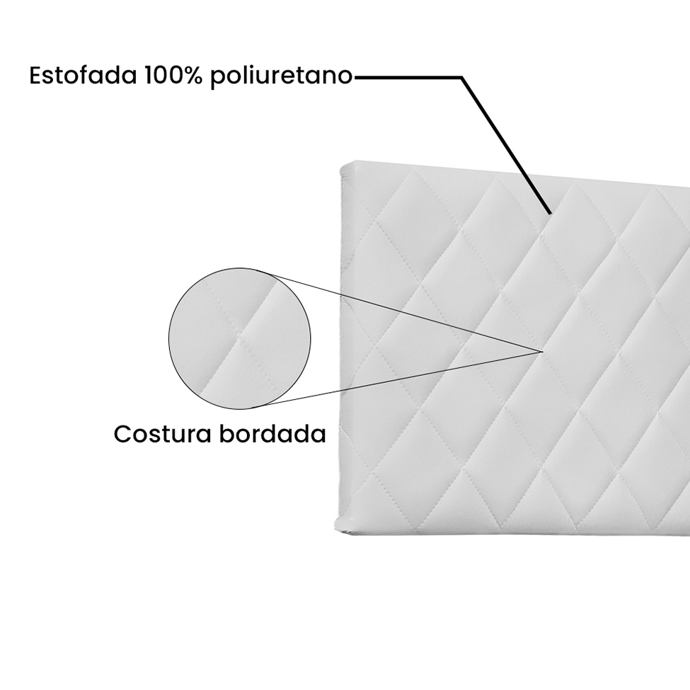 Painel para Cama Box Casal Esmeralda Poliuretano Branco