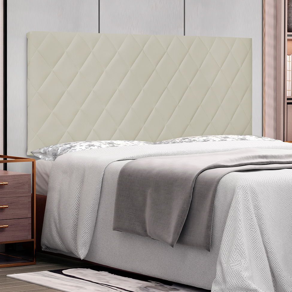 Painel para Cama Box Casal Esmeralda Poliuretano Marfim