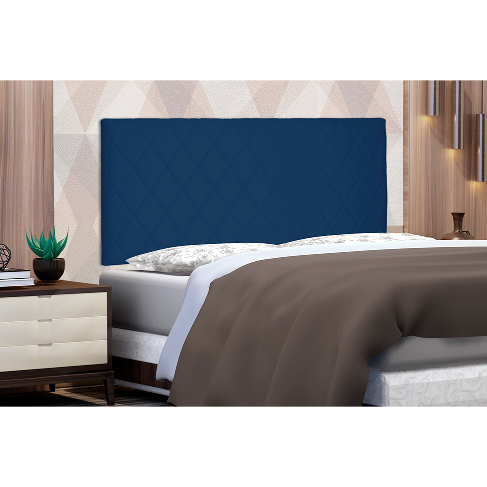 Painel para Cama Box Casal Esmeralda Suede Azul