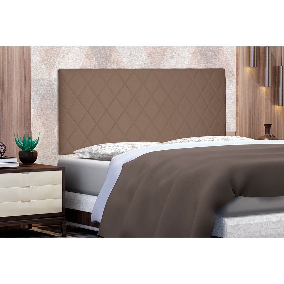 Painel para Cama Box Casal Esmeralda Suede Caramelo