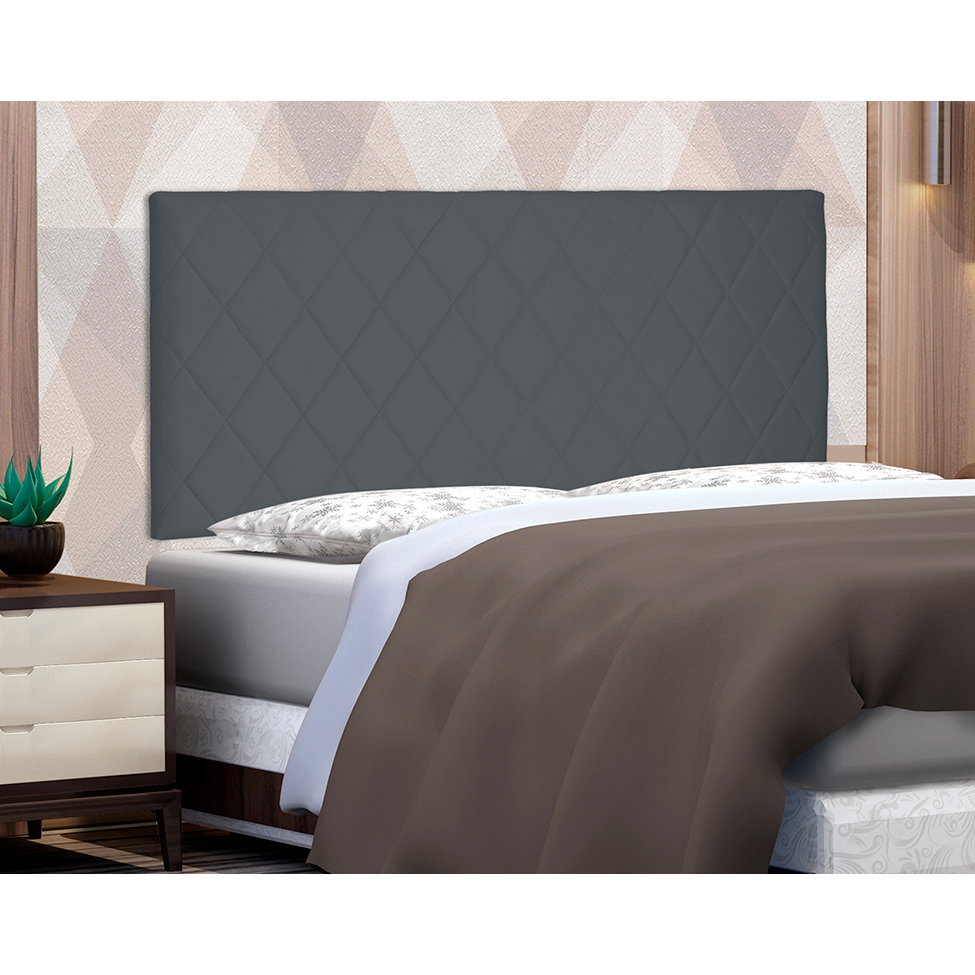 Painel para Cama Box Casal Esmeralda Suede Cinza