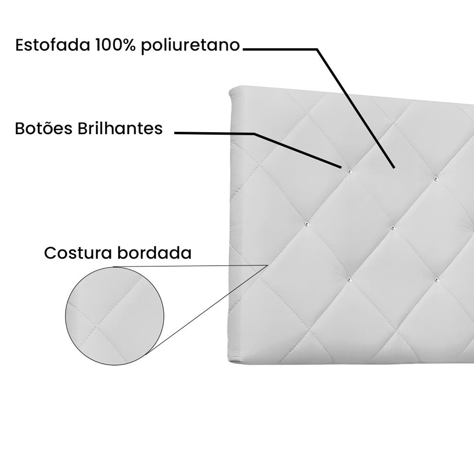 Painel para Cama Box Casal Tânia Poliuretano Branco