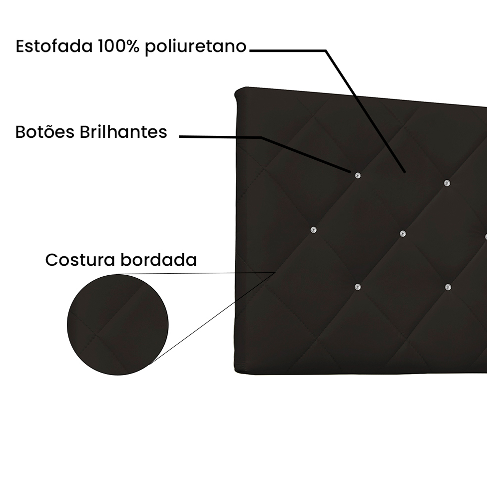 Painel para Cama Box Casal Tânia Poliuretano Marrom
