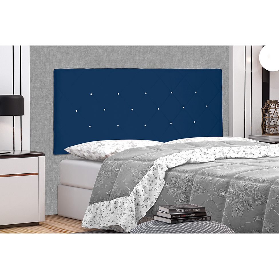 Painel para Cama Box Casal Tânia Suede Azul