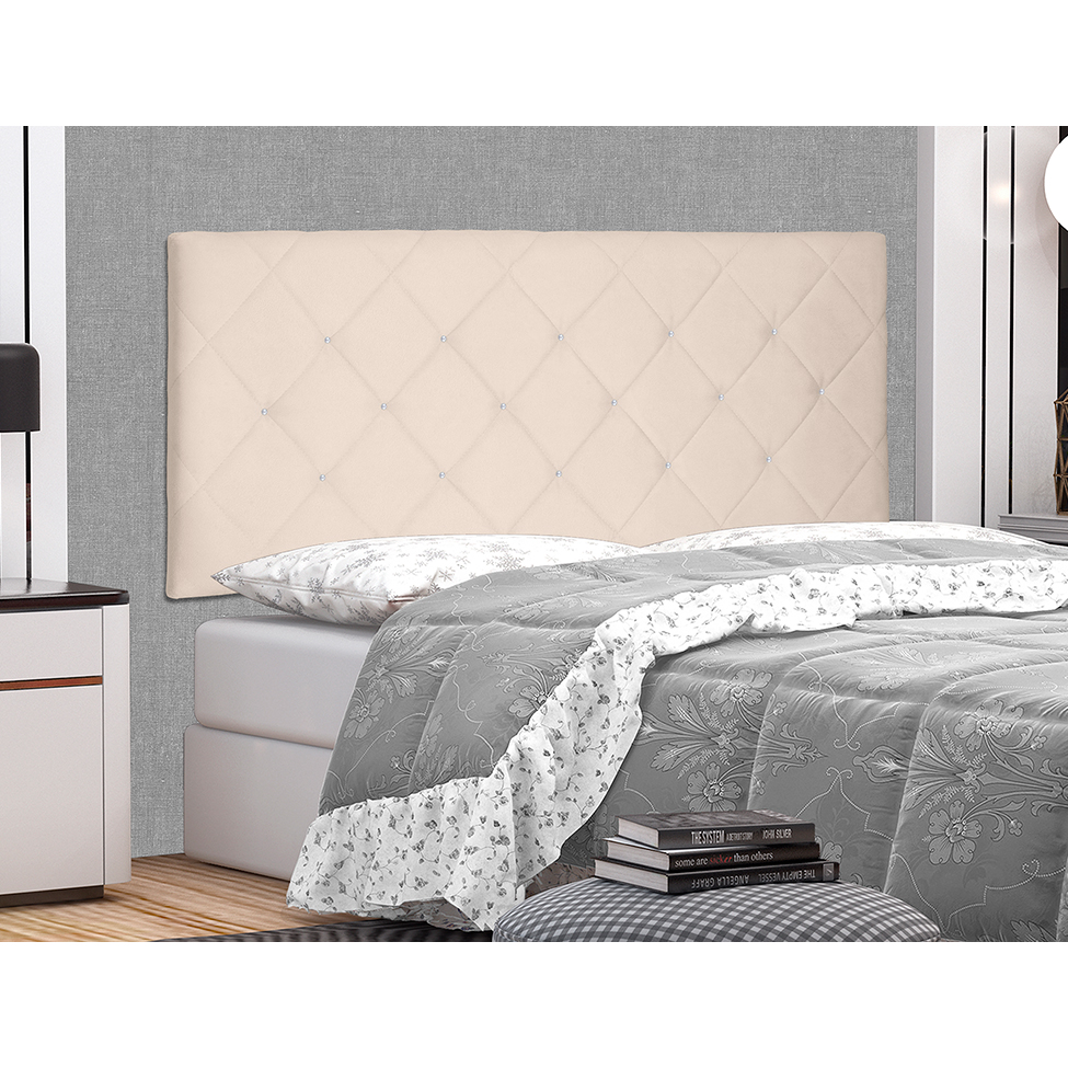 Painel para Cama Box Casal Tânia Suede Bege