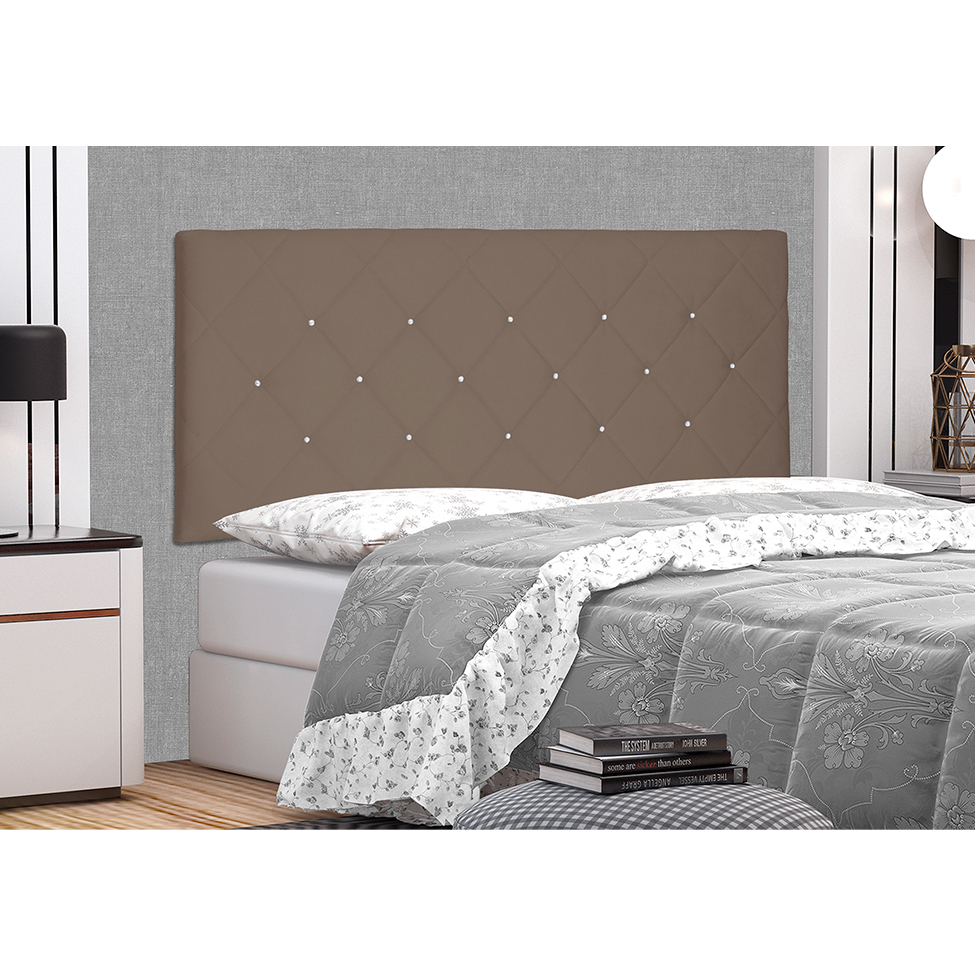 Painel para Cama Box Casal Tânia Suede Caramelo