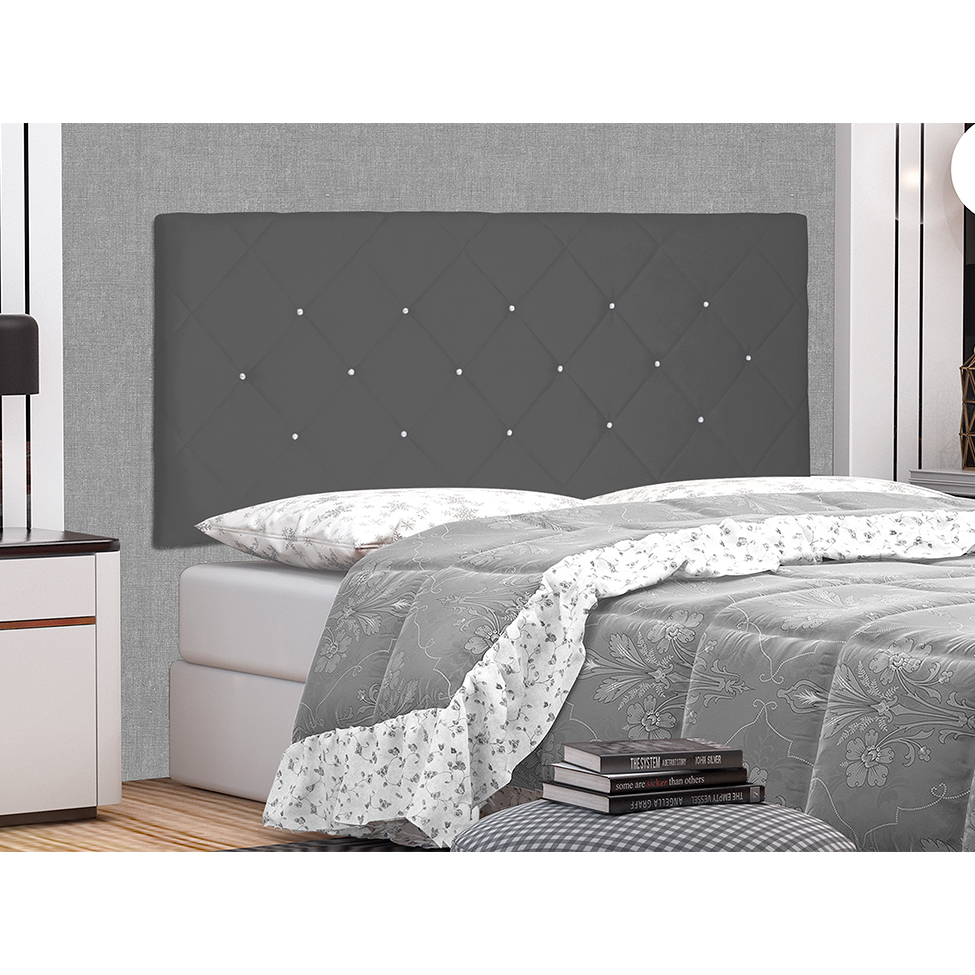 Painel para Cama Box Casal Tânia Suede Cinza