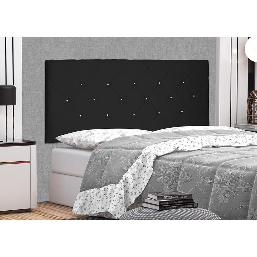 Painel para Cama Box Casal Tânia Suede Preto