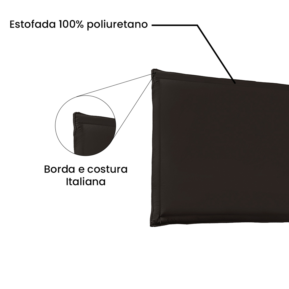 Painel para Cama Box Casal Veneza Poliuretano Marrom