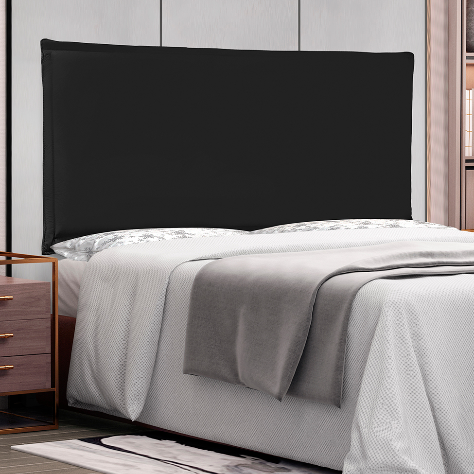 Painel para Cama Box Casal Veneza Poliuretano Preto