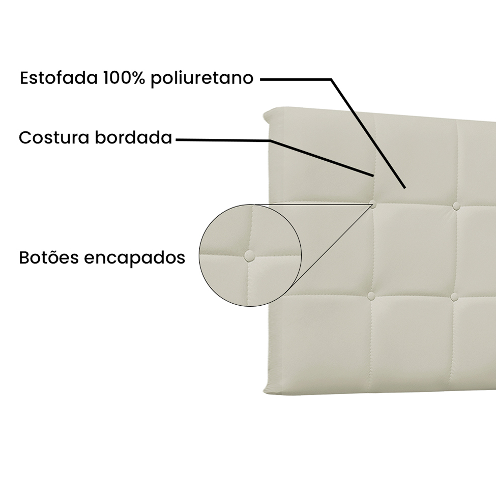 Painel para Cama Box Casal Verona Poliuretano Marfim