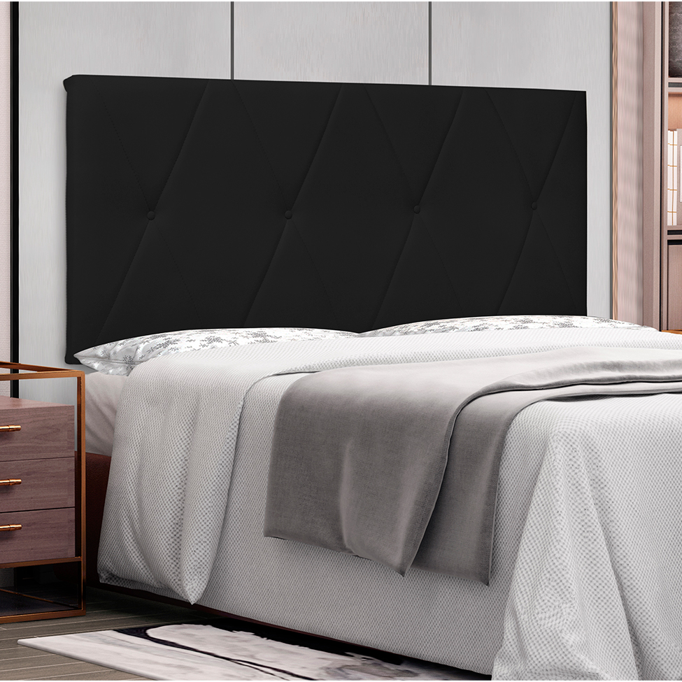 Painel para Cama Box King Aquilla Poliuretano Preto