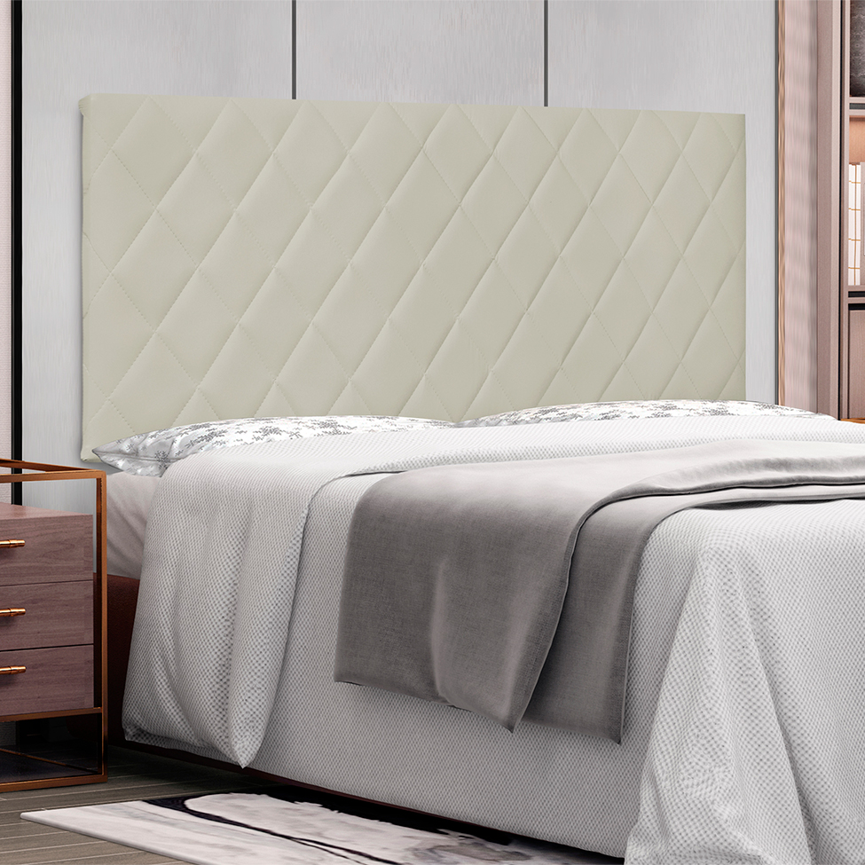 Painel para Cama Box King Esmeralda Poliuretano Marfim
